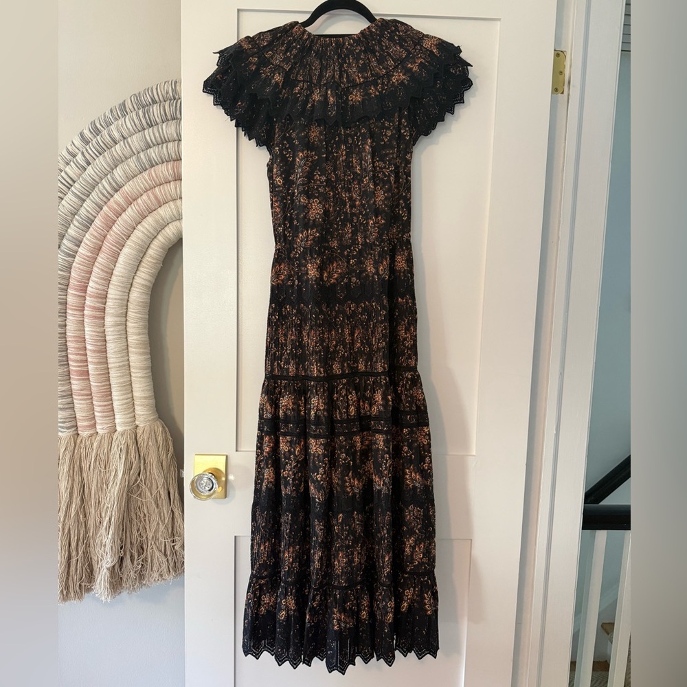 Ulla Johnson Black and Brown Floral Midi Dress - Picture 9 of 14